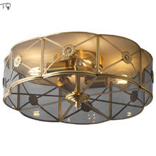 Классическая Роскошная медная круглая потолочная лампа E27, современные светодиодные светильники для комнаты, декора, лампа для спальни, кабинета, гостиной, кухни, ванной 2024 - купить недорого