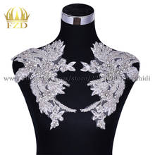 FZD 10 Pairs Rhinestones silver Bodycon Patches and stones Crystal Bodice Apparel for Wedding DIY Decoraton for Evening Dress 2024 - buy cheap