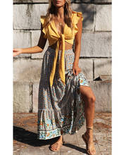 Happie Queens-falda de playa con estampado floral para mujer, falda bohemia de cintura alta elástica, de rayón y algodón, color beige 2024 - compra barato