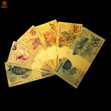 6Pcs/Lot Gold Banknotes Set Reyal 2/5/10/20/50/100 Brazilian Currency 24k Gold Foil Paper Banknote Money For Partriotism Crafts 2024 - buy cheap
