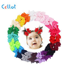 CELLOT 40pcs (20Pair) 3.5" Boutique Hair Bows Girls Kids Children Alligator Clip Grosgrain Ribbon Headbands 20 Colors 2024 - buy cheap