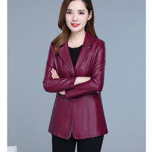 Coat Women Low Price On Sale Faux Leather Jackets Wine Red 2022 Spring Autumn Korean Fashion Slim Black Lapel PU Coats Feminina 2024 - buy cheap