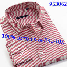 New Arrival Fashion Long Sleeve Men 100%cotton Super Large Striped Casual Shirts Men Shirt Long Sleeve Plus Size 42-50 2XL-10XL 2024 - buy cheap