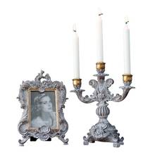 Portavelas Retro de estilo europeo tallado, Marco de imagen, candelabro de tres brazos, regalo, decoración del hogar, accesorios FC481 2024 - compra barato