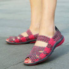 Sandalias planas tejidas hechas a mano para mujer, zapatos informales transpirables sin cordones, coloridos, de moda de verano, 698 2024 - compra barato