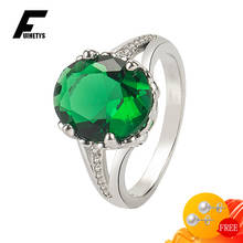 Classic 925 Silver Jewelry Women Ring for Wedding Engagement Party Gift Accessories Oval Emerald Zircon Gemstone Finger Rings 2024 - buy cheap