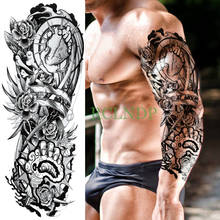 Waterproof Temporary Tattoo Sticker flower rose Weird full arm fake tatto flash tatoo sleeve body art for men women lady 2024 - buy cheap