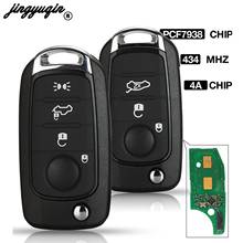 Jingyuqin remoto carro chave fob 3/4 botões 434 mhz com megamos aes 4a chip para fiat 500x egea tipo 2016 2017 2018 2024 - compre barato