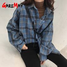 Spring Autumn Woolen Plaid Blouses and Shirts for Women Casual Long Sleeve Elegant Shirt Female Winter Cotton Lady Tops Blouses 2024 - buy cheap