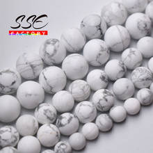 Contas de pedras redondas e opacas naturais, esmalte branco fosco e turquesa, para fazer joias de 15 polegadas, 4, 8, 10, 12, 14mm 2024 - compre barato