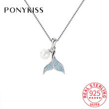 PONYKISS 100%  925 Solid Sterling  Silver Fish tail Pendant Necklace Chain for Women Fine Jewelry Anniversary Party Gift 2024 - buy cheap