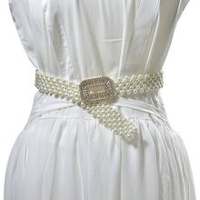 Women Pearl Crystal Chain Belt Waist Band Elastic Buckle Chain Beaded Dress Decor Ladies Elegant Wild Waist Chain Accessories 2024 - buy cheap
