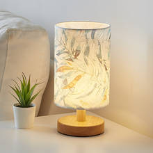 Luminária de mesa led de linho com controle de intensidade, lâmpada de mesa de tecido simples com carregamento usb, luz quente de madeira ambiente 2024 - compre barato
