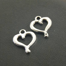 50 pcs Zinc alloy  Silver Color Heart Charm Pendant charms DIY Metal Bracelet Necklace Jewelry Findings A235 2024 - buy cheap