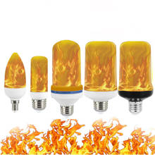 LED Flame Bulb E27 E14 Flickering Dynamic Fire Effect 5W 7W 9W 12W B22 Corn Lamp 110V-220V For Home Lighting 2024 - купить недорого