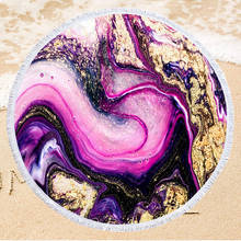 Toalla de playa redonda de microfibra con estampado abstracto de Geoda, suave con borla Toalla de baño, almohadilla de playa de verano, 150cm 2024 - compra barato