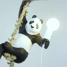Винтаж смола подвеска панды светильник s подвесной светильник «животное» из смолы пеньковая веревка подвеска панды лампы зоопарк декоративный светильник светильники лампы 2024 - купить недорого