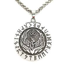 Nostalgia Phoenix Fire Bird Pendant Viking Runes Jewelry Woman Men Necklace Vintage 2024 - buy cheap