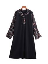 Plus Size 10xl 8xl 6xl 4xl Women Autumn Spring Patchwork Dress Female Casual A-line Printed Chiffon Long Sleeve Midi Dresses 2024 - buy cheap