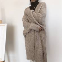 Новинка 2021, женские свитера FMFSSOM, осенне-зимние модные кардиганы с рукавами «летучая мышь», теплые вязаные топы оверсайз 2024 - купить недорого