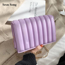 Women Casual Handbags 2021 New Fashion Fold Shoulder Messenger Bags Striped Chain Pu Leather Solid Color Vintage Mini Squre Bag 2024 - buy cheap