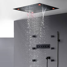 Matte Black Shower Faucets Set Rain Waterfall Concealed LED Ceiling Shower System Hot and Cold Bathtub Thermostatic Shower Mixer 2024 - buy cheap