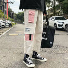 Cargo Pants Women Pocket 3XL Printed Chic Harajuku Trousers Korean Style Streetwear BF Unisex Couples All-match Patchwork New 2024 - buy cheap