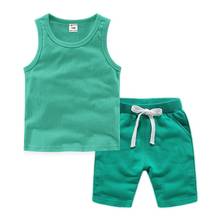 New Arrival Toddler Boy Kids Clothes Candy Color Sleeveless T-shirt + Shorts 2 Piece Set Baby Boy Girl Cloths Outfit 2-10y 2024 - buy cheap