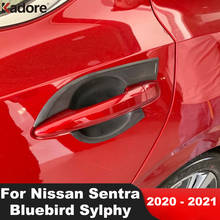 Manija de puerta Exterior de fibra de carbono, cubierta embellecedora, pegatina, accesorios para coche, para Nissan Sentra Bluebird Sylphy 2020 2021 2024 - compra barato