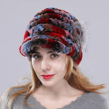 Invierno dama Natural piel de conejo Rex auténtica sombreros mujeres caliente 100% genuino Piel de sombrero Rusia chica de moda de lujo gorros de piel de conejo Rex 2024 - compra barato