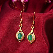 Pendientes de Calcedonia verde chino Natural tallado a mano, joyería de Boutique, pendientes de mujer, regalos populares 2024 - compra barato