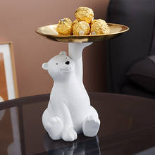 Creative White Bear Statue Storage Tray Nordic Home Decor Living Room Table Decoration Snacks Storage Tray Decoration Crafts 2024 - buy cheap