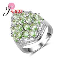 Fashion Fresh Green Stone Finger Ring For Women Wedding Engagement Jewelry Size 6-10 Casual 925 Sterling Silver Anel Promotion 2024 - buy cheap