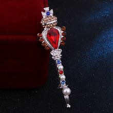 New Fashion Retro Crown Cross Red Rhinestone Pins and Brooches Little Wand Lapel Pin Brooch Shirt Men Clothing Accessories 2024 - buy cheap