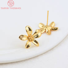 (1926)10PCS 14.5x16.5MM 24K Gold Color Brass Flower Stud Earrings High Quality Diy Jewelry Findings Accessories 2024 - buy cheap