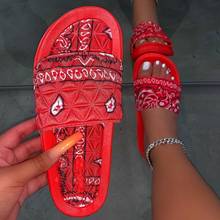 Women Slippers Bandana Print Slides Female Summer Casual Solid Flats Beach Shoes Fashion Hook Loop Ladies Footwear Plus Size 2024 - buy cheap