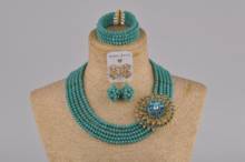 Majalia Classic Fashion Nigeria Wedding Africa Beads Jewelry Set Aqua blue Necklace Bracelet Bridal Jewelry Sets MH-03 2024 - buy cheap