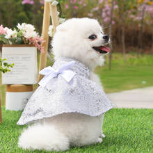 Vestido de cão de verão roupas para animais de estimação lantejoulas cães saia de verão princesa vestidos de casamento do cão york roupas para cães saias vestido de gato de estimação 2024 - compre barato