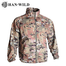 Куртка HAN WILD камуфляжная Защитная от солнца, тонкая тактическая ветровка в стиле милитари с защитой от УФ лучей, водонепроницаемая ветровка с капюшоном, летняя 2022 - купить недорого