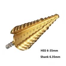 1 Pcs 6-35mm Drill Bit Hex Shank Titanium coated Straight Slot 13 Step High Speed Steel Hole Cutter Set P6M5 Step Drill Bits 2024 - buy cheap