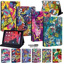 Funda de cuero PU con soporte para tableta, Folio a prueba de golpes para Apple IPad 8, 2020, 10,2 pulgadas, con Graffiti + Stylus gratis 2024 - compra barato