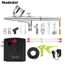 Nadedal mini kit de airbrush, conjunto de pincel de ar 0.3mm para arte de unha, decoração de bolo, tatuagem e maquiagem e pintura de modelo de carro 2024 - compre barato