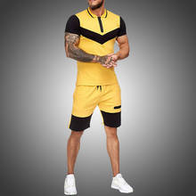 Mens Short Sets Summer Casual Summer Clothing Piece Set Track Suits Male Shirt Shorts Cotton men, for summer, for mens, cotton, polyester 2024 - buy cheap