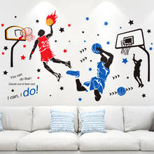 Shijuekongjian-pegatinas de pared de jugador de baloncesto para niños, calcomanías de decoración de pared para dormitorio de adolescentes, Decoración de casa de guardería 2024 - compra barato