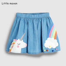 Летняя одежда для маленьких девочек Little Maven, хлопковая мини-юбка с единорогом, школьная Милая юбка для детей От 2 до 7 лет 2024 - купить недорого