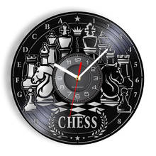 Chess Board Vinyl Record LP Wall Clock Chess Wall Art Home Decor Chessboard and Pieces Silent Non ticking Wall Watch Chess Gift 2024 - buy cheap