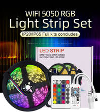 5 м WIFI Светодиодная лента RGB SMD 5050 12 В гибкое украшение дома Tira RGB Светодиодная лента водонепроницаемая 2024 - купить недорого