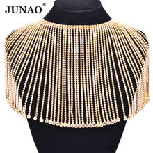 JUNAO 45cm/lot Glitter Gold Glass Rhinestone Trim Fringe Sewing Strass Chain Ribbon Golden Crystal Applique Banding for Clothes 2024 - buy cheap