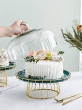 Plato de cerámica nórdico con cubierta de vidrio transparente, bandeja de pastel, vajilla de hierro forjado para el hogar, bandeja de fruta, soporte de exhibición de mesa de postre 2024 - compra barato