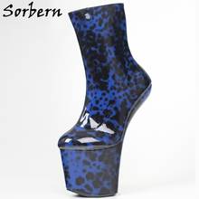 Sorbern-Botas de tobillo con tacón de pezuña para mujer, botines Gaga para Club nocturno, color negro mate, Unisex 2024 - compra barato